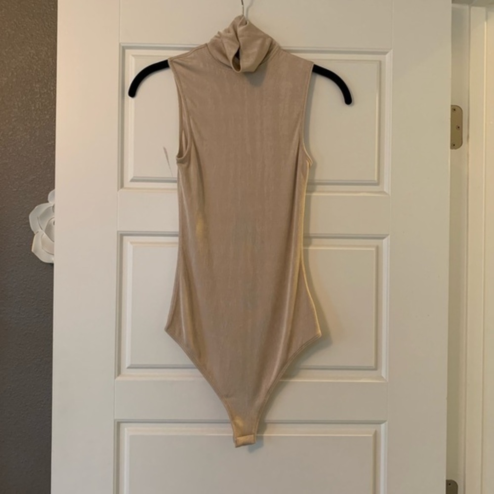 Alix Sleeveless Turtleneck Shimmery Bodysuit